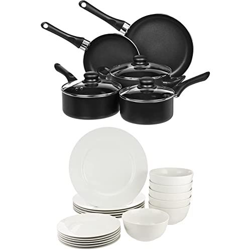 Amazon Basics Ceramic Nonstick Cookware, 8-Piece Set