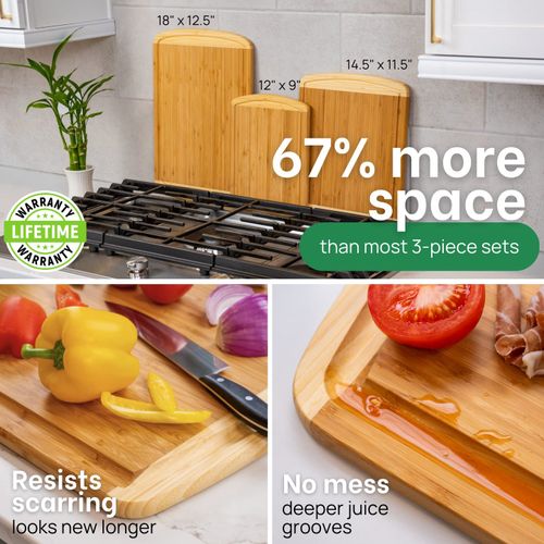 Greener Chef Organic Bamboo Cutting Board Set of 3
